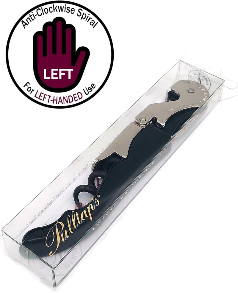 Pulltap's Genuine Classic 500 LEFT-HANDED Waiter's Corkscrew – Double-Hinged Wine Key with Hinged Foil Cutter – Patented Design – Made in Spain – Black (Negro) - Image 4